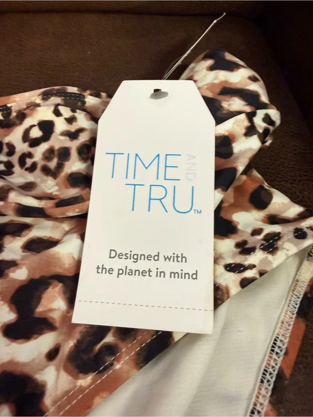 TIME & TRU 3X Brown Leopard Animal Print Swimsuit Bottoms NEW